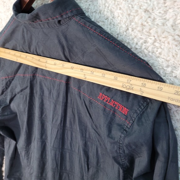 Affliction Black Premium Shirt Men's Size XL Black Embroidery Button Long Sleeve - Picture 7 of 11